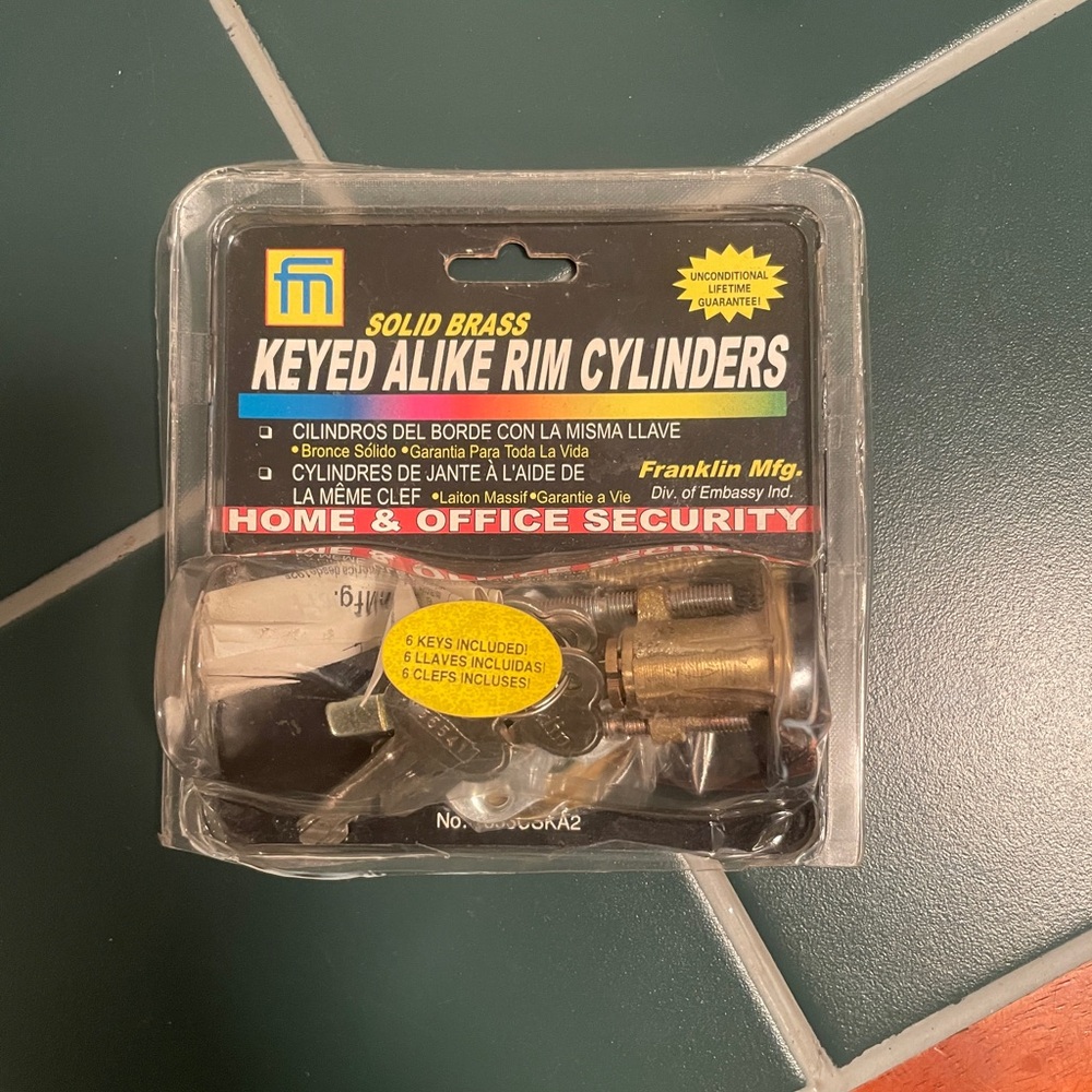 Solid Brass Keyed Alike Rim Cylinders - Picture 3 of 3